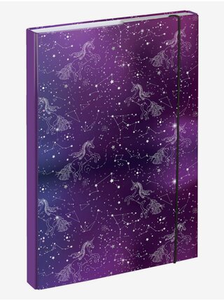 Fialové Desky na školní sešity A4 Unicorn Universe Baagl