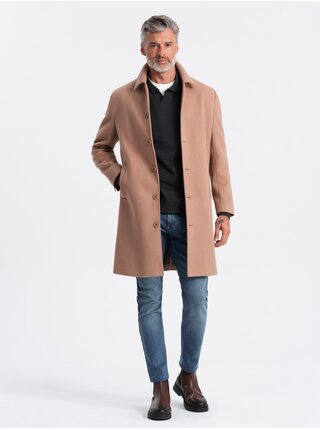 Pánsky jednoradový kabát s golierom a spodným plášťom Ombre Clothing