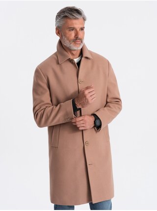 Pánsky jednoradový kabát s golierom a spodným plášťom Ombre Clothing