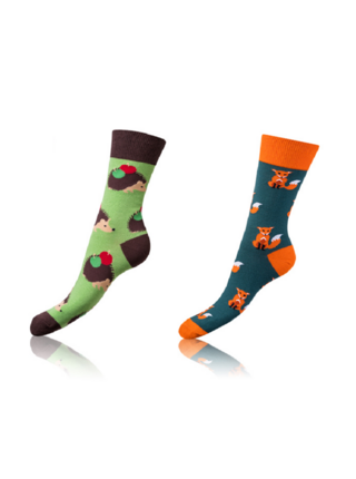 CRAZY SOCKS 2x - Veselé ponožky 2 páry - oranžová - světle zelená