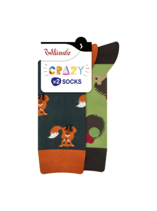 CRAZY SOCKS 2x - Veselé ponožky 2 páry - oranžová - světle zelená