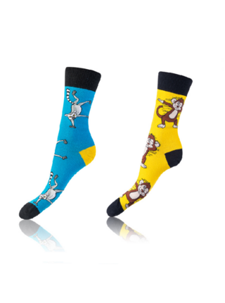 CRAZY SOCKS 2x - Veselé ponožky 2 páry - světle modrá - žlutá