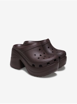 Hnědé dámské pantofle na podpatku Crocs Siren Clog