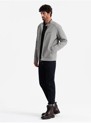 Pánska bunda s vreckami a golierom Ombre Clothing