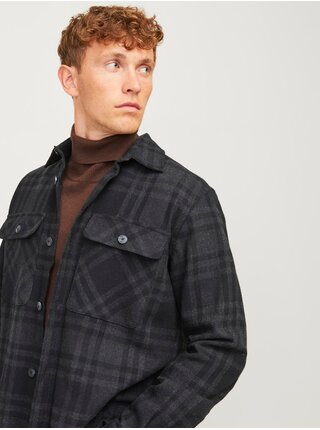 Černo-šedá pánská lehká košilová bunda Jack & Jones Raymond