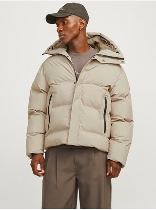 Béžová pánská zimní prošívaná bunda Jack & Jones Alpha
