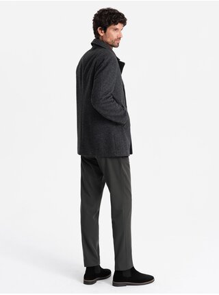 Pánsky krátky dvojradový kabát s vlnou Ombre Clothing V1 OM-COWC-0115
