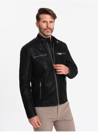 Pánská retro motorkářská bunda se stojáčkem Ombre Clothing V2 OM-JAFL-0197