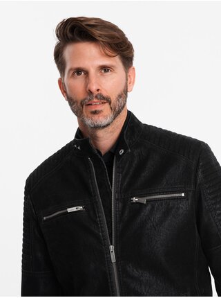 Pánská retro motorkářská bunda se stojáčkem Ombre Clothing V2 OM-JAFL-0197
