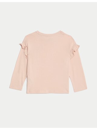 Top z čisté bavlny s mašlí (2–8 let) Marks & Spencer růžová