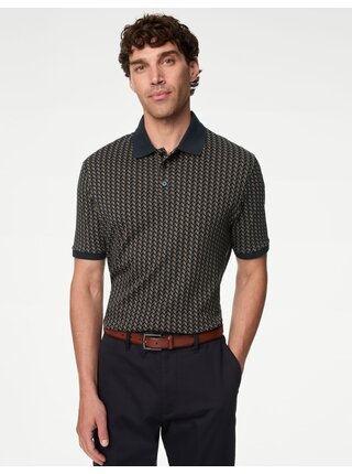 Polotriko s geometrickým potiskem, ze 100% bavlny Marks & Spencer námořnická modrá