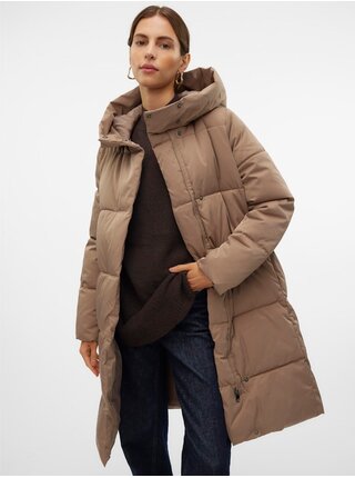 Hnědý dámský prošívaný kabát Vero Moda Stella