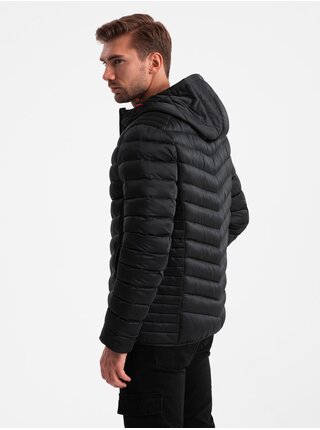 Ľahko zateplená pánska prešívaná bunda so saténovým lemom Ombre Clothing