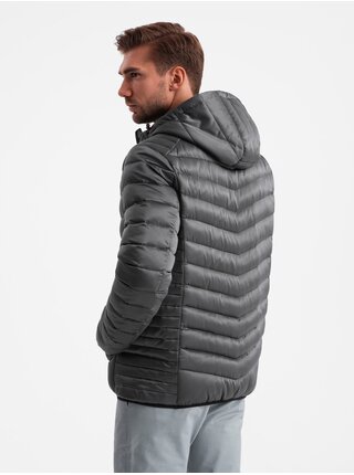 Lehce zateplená pánská prošívaná bunda Ombre Clothing