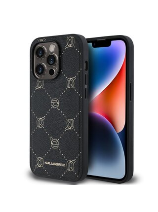 PU Karl Heads Pattern Magsafe Zadní Kryt pro iPhone 14 Pro Max Black Karl Lagerfeld