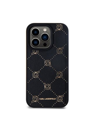 PU Karl Heads Pattern Magsafe Zadní Kryt pro iPhone 15 Pro Black Karl Lagerfeld