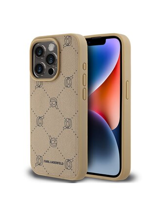 PU Karl Heads Pattern Magsafe Zadní Kryt pro iPhone 15 Pro Max Beige Karl Lagerfeld