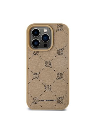 PU Karl Heads Pattern Magsafe Zadní Kryt pro iPhone 15 Pro Max Beige Karl Lagerfeld