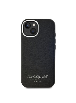 Grained PU Hotel RSG Zadní Kryt pro iPhone 15 Black Karl Lagerfeld