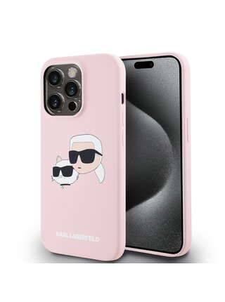 Liquid Silicone Double Heads Magsafe Zadní Kryt pro iPhone 14 Pro Max Pink Karl Lagerfeld