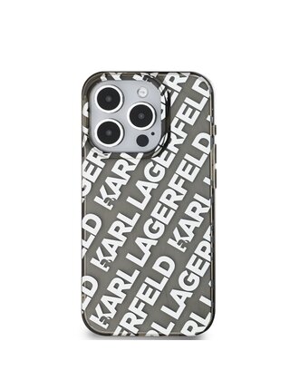 Karl Lagerfeld IML Electroplated Repeated Logo Zadní Kryt pro iPhone 15 Pro Silver