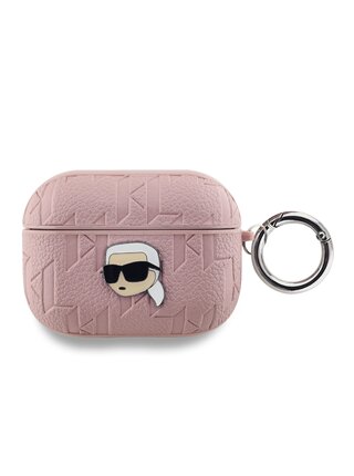 Karl Lagerfeld PU Embossed Karl Head Pouzdro pro AirPods Pro Pink