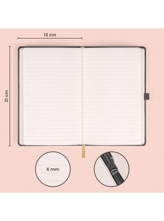 NOTIQUE Notes Šedý, linkovaný, 13 x 21 cm