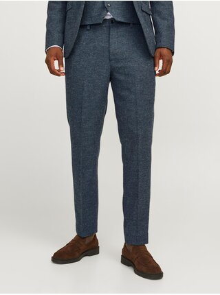 Tmavě modré pánské chino kalhoty s příměsí lnu Jack & Jones Winter