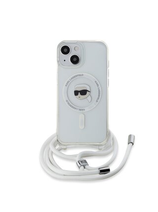 Karl Lagerfeld IML Crossbody Karl Head Magsafe Zadní Kryt pro iPhone 15 Transparent
