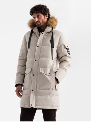 Pánska dlhá bunda parka s kapucňou Ombre Clothing