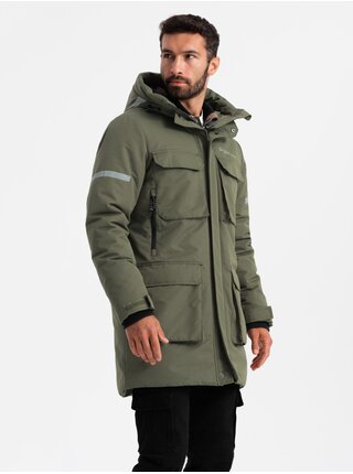 Pánska zateplená dlhá bunda Ombre Clothingv