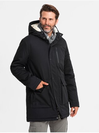 Pánska dlhá bunda parka Ombre Clothing
