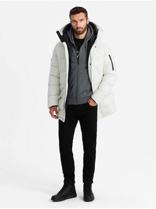 Pánska outdoorová dlhá bunda parka Ombre Clothing