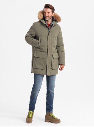 Pánská dlouhá bunda parka Ombre Clothing