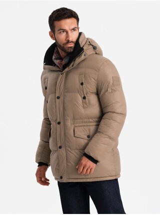 Pánska dlhá bunda s vreckami Ombre Clothing