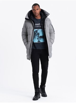 Pánska outdoorová dlhá bunda parka Ombre Clothing