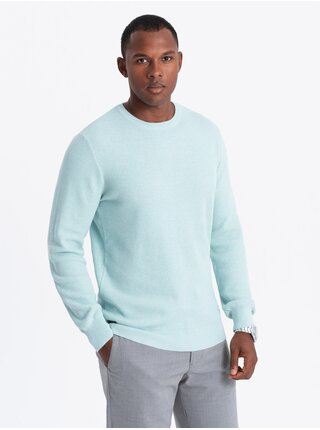 Pánský melanžový strukturovaný pletený svetr mátový Ombre Clothing