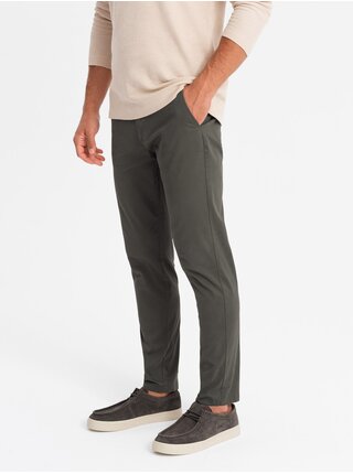 Pánské kalhoty chino REGULAR FIT khaki Ombre Clothing