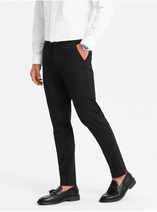 Pánské kalhoty REGULAR FIT chinos černé Ombre Clothing