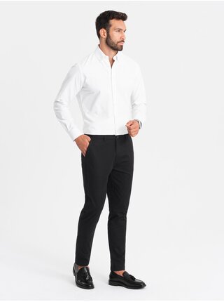 Pánské kalhoty REGULAR FIT chinos černé Ombre Clothing