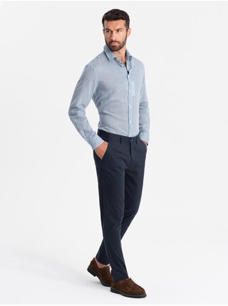 Pánské pevné kalhoty chino REGULAR FIT tmavě modré Ombre Clothing