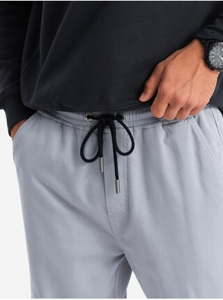 Pánske pletené tepláky s cargo vreckami svetlo šedej Ombre Clothing