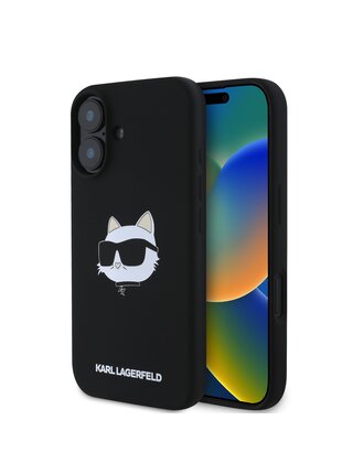 Karl Lagerfeld Liquid Silicone Choupette Head MagSafe Zadní Kryt pro iPhone 16 Black