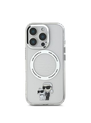 Karl Lagerfeld IML Karl and Choupette MagSafe Zadní Kryt pro iPhone 16 Pro Max Transparent