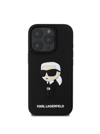 Karl Lagerfeld 3D Rubber Ikonik Zadní Kryt pro iPhone 16 Pro Black