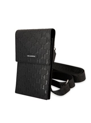 Karl Lagerfeld Saffiano Monogram Taška na Telefon Black
