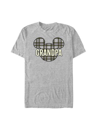 Melírované šedé pánské tričko Disney Grandpa Holiday Patch