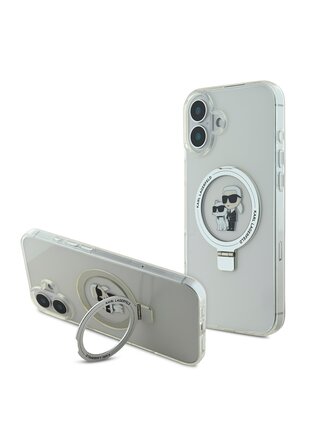 Karl Lagerfeld Ringstand Karl and Choupette MagSafe Zadní Kryt pro iPhone 16 White