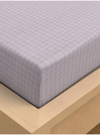 Saténové prostěradlo Luxury Collection 140x200cm Káro fialové Kvalitex