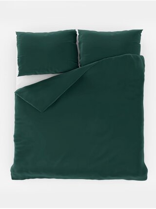 Saténové prodloužené povlečení LUXURY COLLECTION 140x220, 70x90cm tmavě zelené